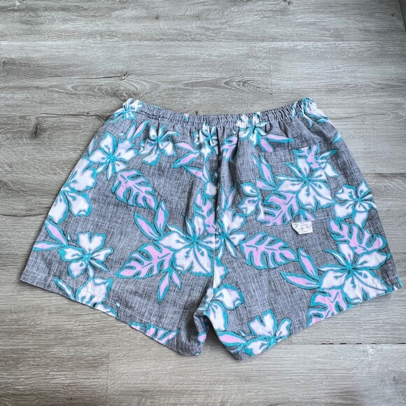 Vintage New Horizon Mens Gray Hawaiian Print Lined Swim Trunks XL - Picture 3 of 6